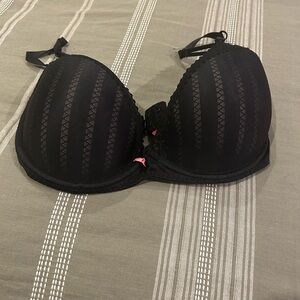 Betsey Johnson Black Striped Lace Bra